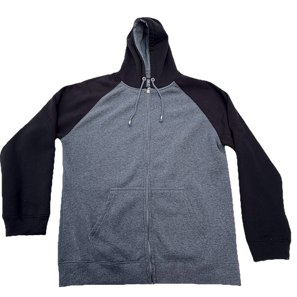 Brooklyn Xpress Full Zip Hoodie Mens Large Gray Black Raglan Hooded Sweatshirt